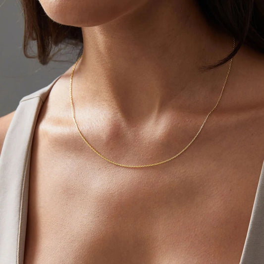 eManco Classic Fine Chain Gold-Plated Men's Necklace - Adjustable Stainless Steel with Upgraded Lobster Clasp