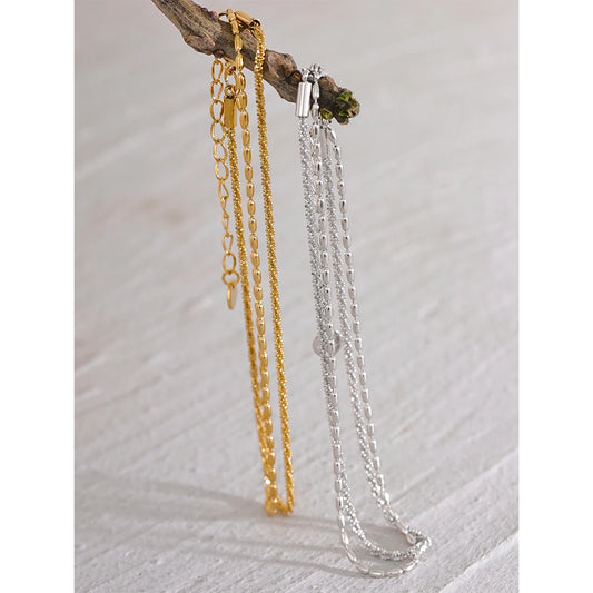 Yhpup Classic Double Layer Exquisite Chain Stainless Steel Stylish Anklet for Women - Trendy Summer Charm in Gold and Silver
