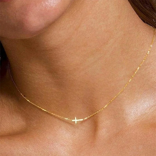 DGIDDK Stainless Steel Delicate Vintage Cross Pendant Necklace - Simple Fashion Faith Jewelry for Women
