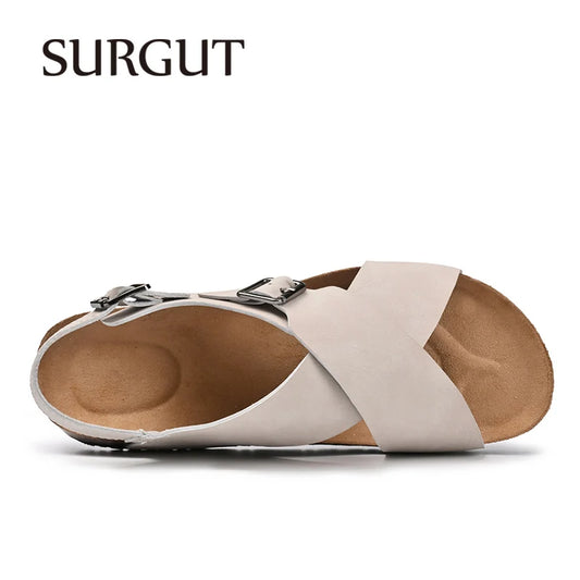SURGUT Handgefertigte Herrensandalen aus Rindsleder – Sommer-Strandschuhe