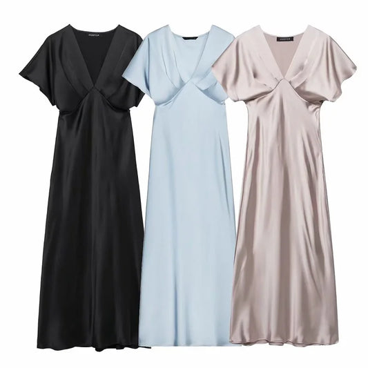 MUJER 2025 Satin Long Dress for Women
