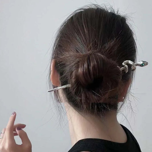 New Punk Snake Shape Hair Sticks - Fashion Metal Green Crystal Hair Accessories for Women