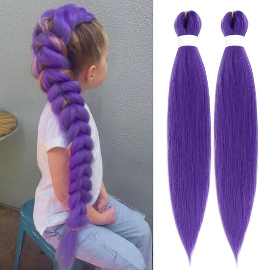Long Purple Braiding Hair - Pre-Stretched Synthetic Extensions for Stunning Styles