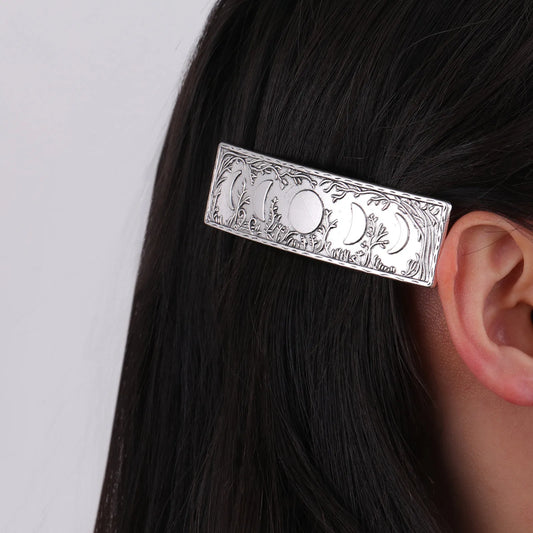 Vintage Moon Phase Tree Forest Hair Clip | Crescent Moon Hair Accessories for Women