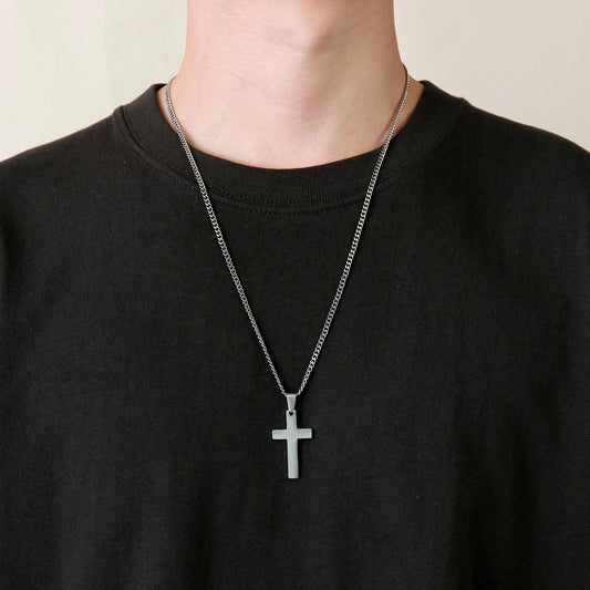 Casual Cross Pendant Necklaces for Men and Boys - Waterproof Stainless Steel Jewelry Gifts