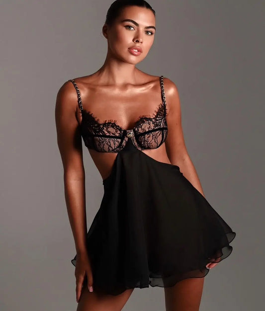 Sexy Adult Women's Backless Dress with Chain Shoulder Straps
