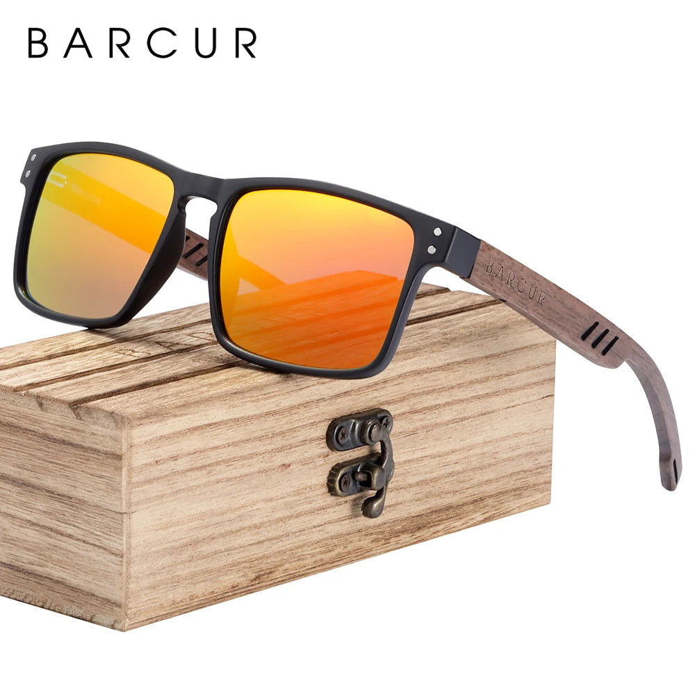 BARCUR Walnut Wood Polarized Sunglasses – Designer UV400 Unisex Shades
