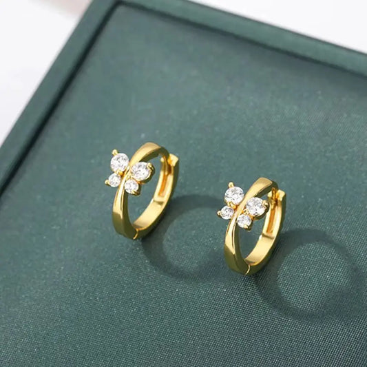 Zircon Butterfly Earrings for Women - Fashion Piercing Stainless Steel Jewelry Gift