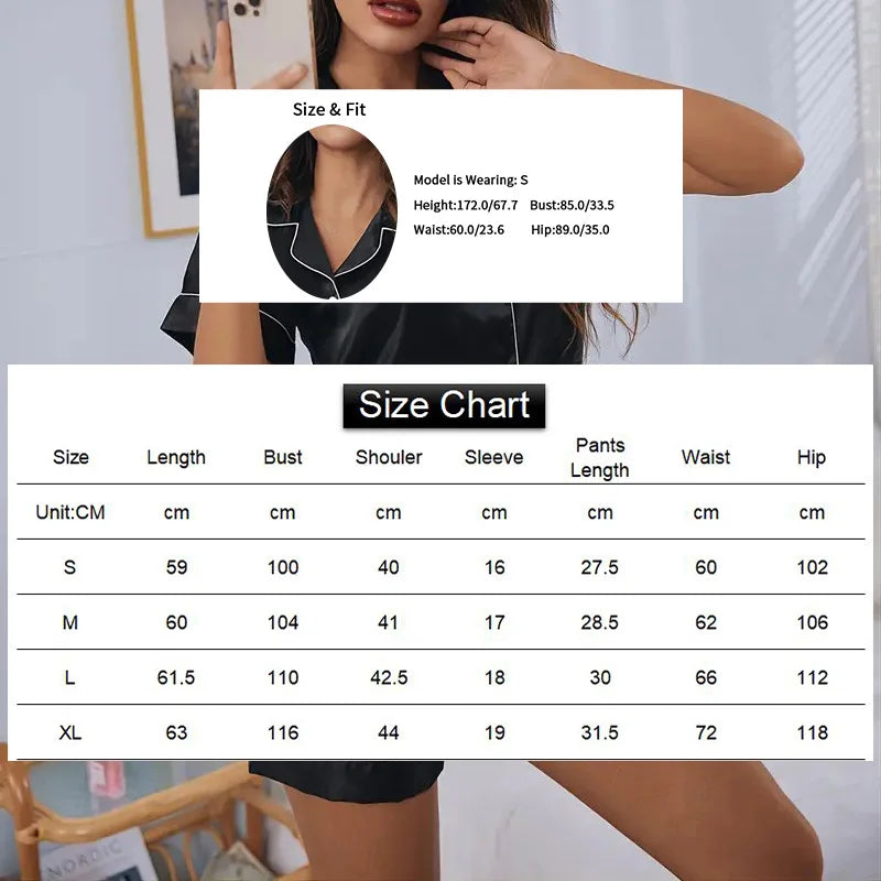 Women Silk Satin Pajamas Set