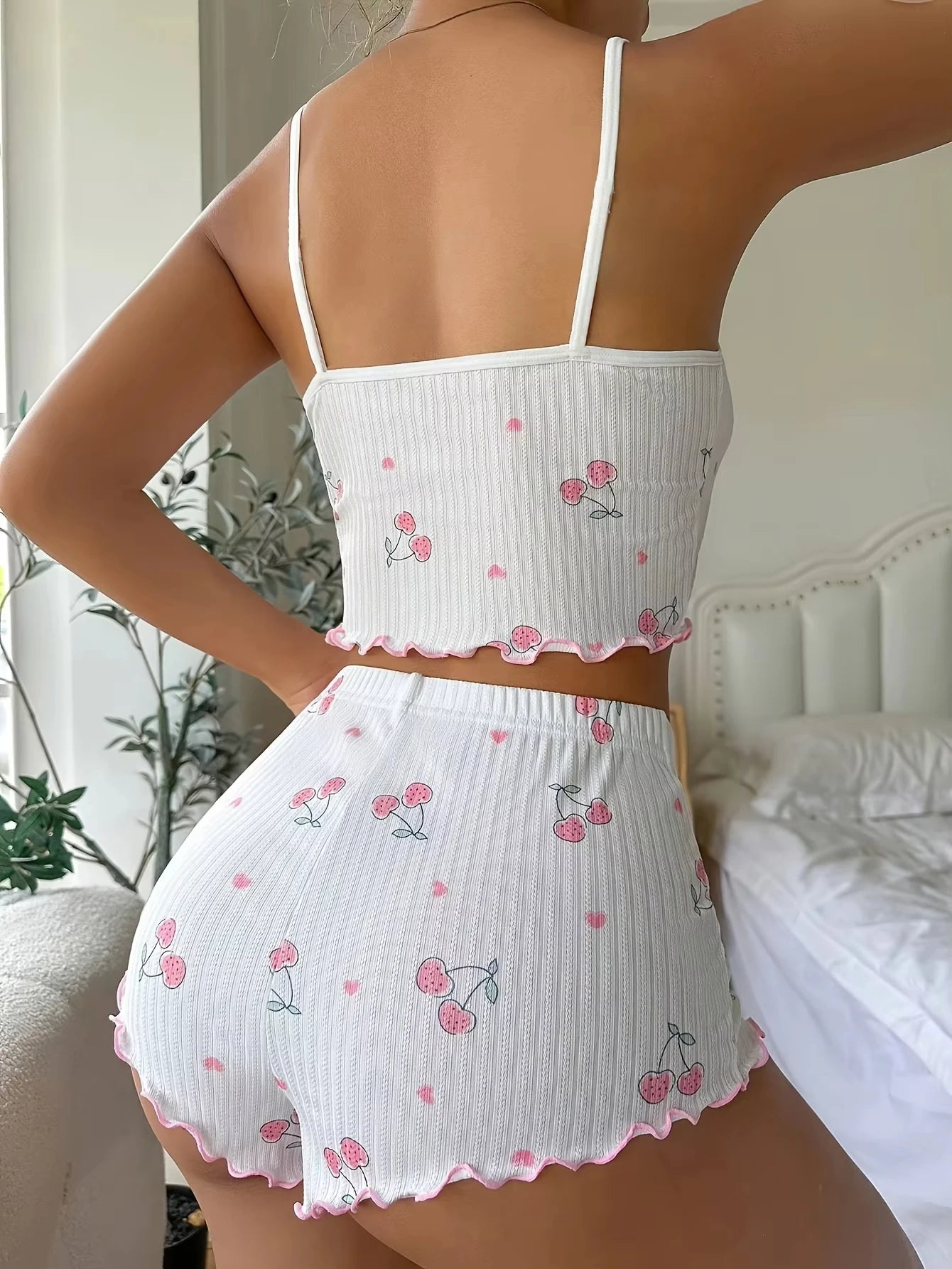 Women's Summer Pajama Set with Heart Print
