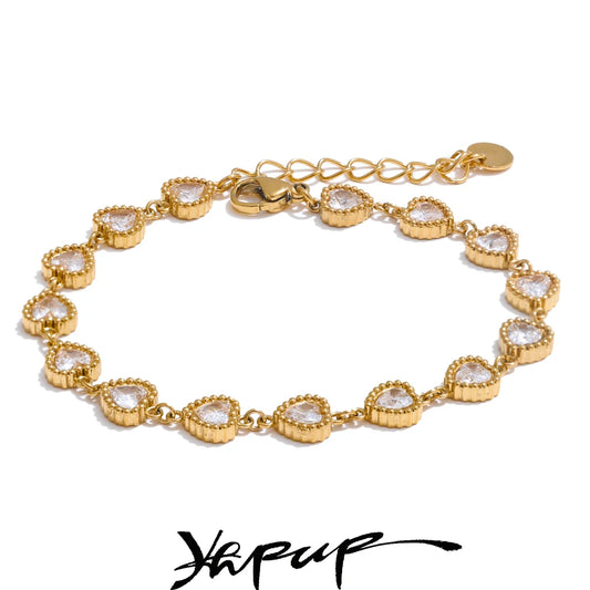 Yhpup Heart Cubic Zirconia Waterproof Bracelet Bangle - Stainless Steel Jewelry for Every Occasion