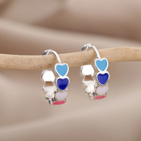 Colorful Heart Earrings for Women - Stainless Steel Enamel Metal Heart Studs | Perfect Gift for Valentine’s Day