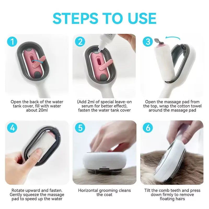 3-in-1 Cat Brush for Long Hair Removal