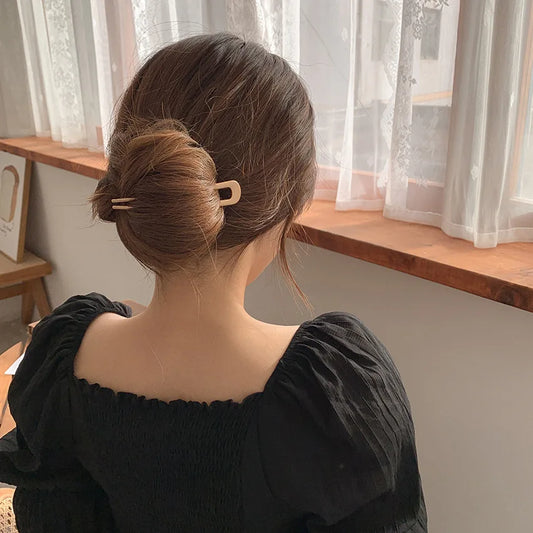 Fashion Candy Color Hair Sticks for Women - Elegant U Shape Hair Clips & Pins