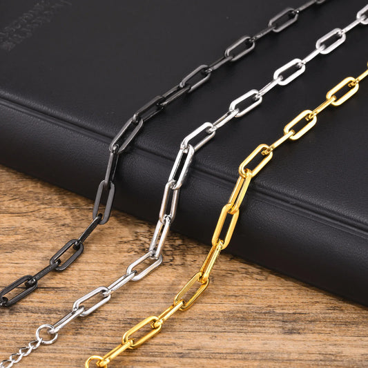 5mm Paperclip Chain Bracelets for Men and Women - Waterproof Stainless Steel Links Wristband