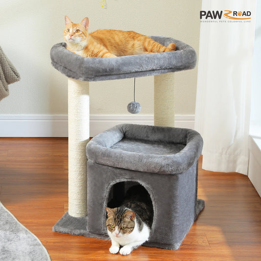Cozy Cat Tree Tower for Indoor Cats with Double Large Perch and Private Condo