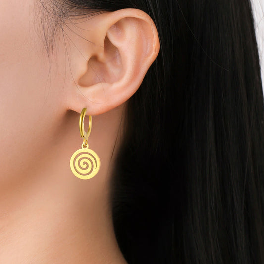 Skyrim Fashion Women Girls Stainless Steel Earrings - Heart Cross Flower Turtle Sun Pendant Hoop Earrings Jewelry Gift Wholesale