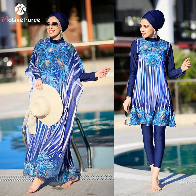 3/4 Pcs Burkini Femmes Women's Muslim Swimwear