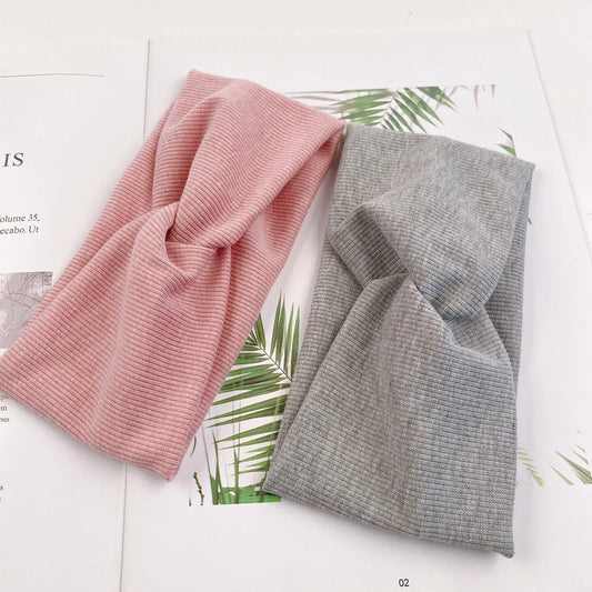 Effen gebreide katoenen hoofdbanden voor dames en meisjes - Vintage kruistulband haaraccessoires