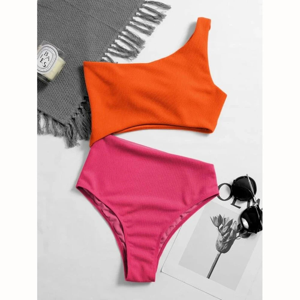 One Shoulder Women's One Piece Swimsuit - Stylish Monokini for Every Summer Adventure