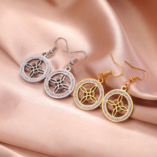 Skyrim Witch Knot Drop Earrings - Stainless Steel Amulet with Clear Zircon Pendant | Unique Witchcraft Jewelry for Valentine’s Day