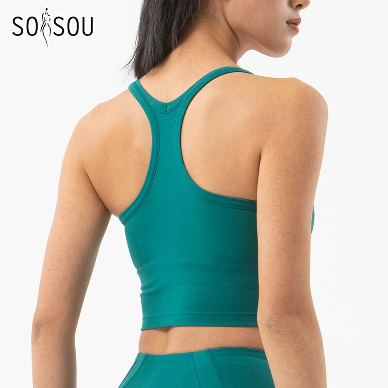 SOISOU Nylon Gym Bra Sports Top for Women - Breathable Yoga & Fitness Support