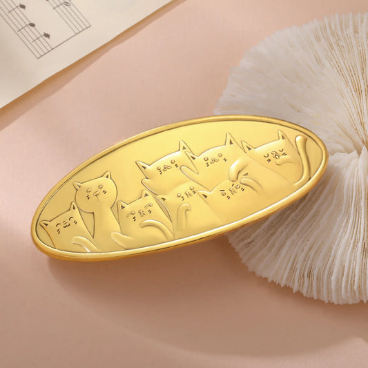 Skyrim Cute Cat Hair Clip for Women and Girls - Gold Color Hairpin Barrette - Fashion Animal Accessories - Perfect Birthday Gift - Wholesale Available