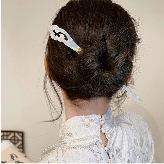 Vintage Chinese Style Hair Sticks - Elegant Acetate Hairpins for Women