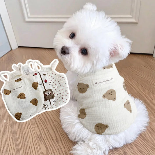 Spring Summer Cotton Bear Vest for Dogs - Cute Teddy Bichon Schnauzer Clothes