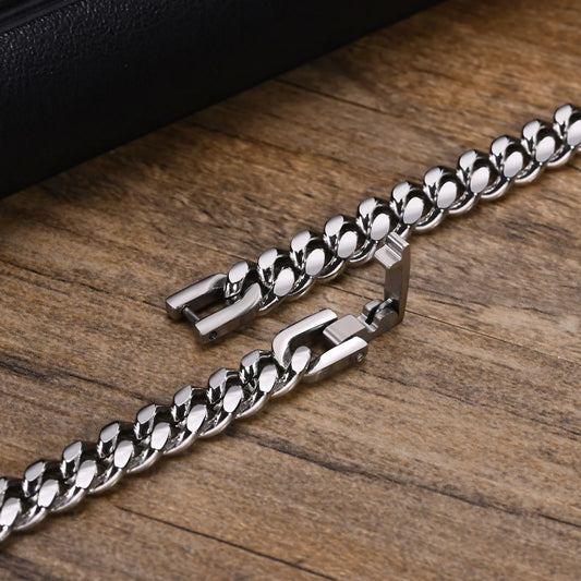 Men's 6-12MM Waterproof Stainless Steel Cuban Chain Bracelet - Stylish Punk Jewelry Gift