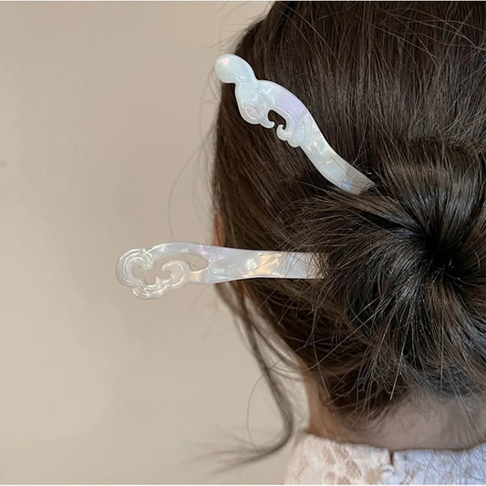 Vintage Chinese Style Hair Sticks - Elegant Acetate Hairpins for Women