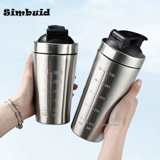 1pcs Stainless Steel Protein Powder Shaker Bottle - Leak Proof for Gym Fitness & Sport