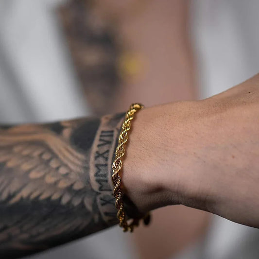 2-5MM Stainless Steel Rope Bracelets for Men Boys - Adjustable Gold Silver Links Wristband, Rock Punk Cool Jewelry Gift