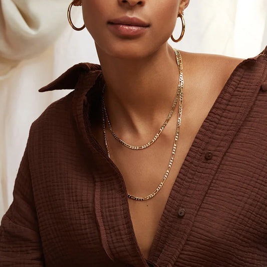 Figaro Chain Necklace - Stainless Steel Gold Color Choker for Women & Girls in Multiple Lengths