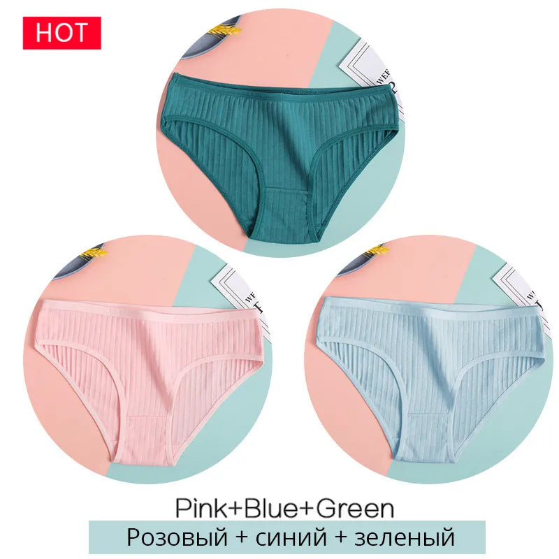 FINETOO 3PCS Women's Cotton Panty Set