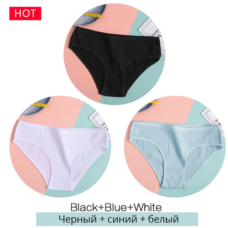 FINETOO 3PCS Women's Cotton Panty Set