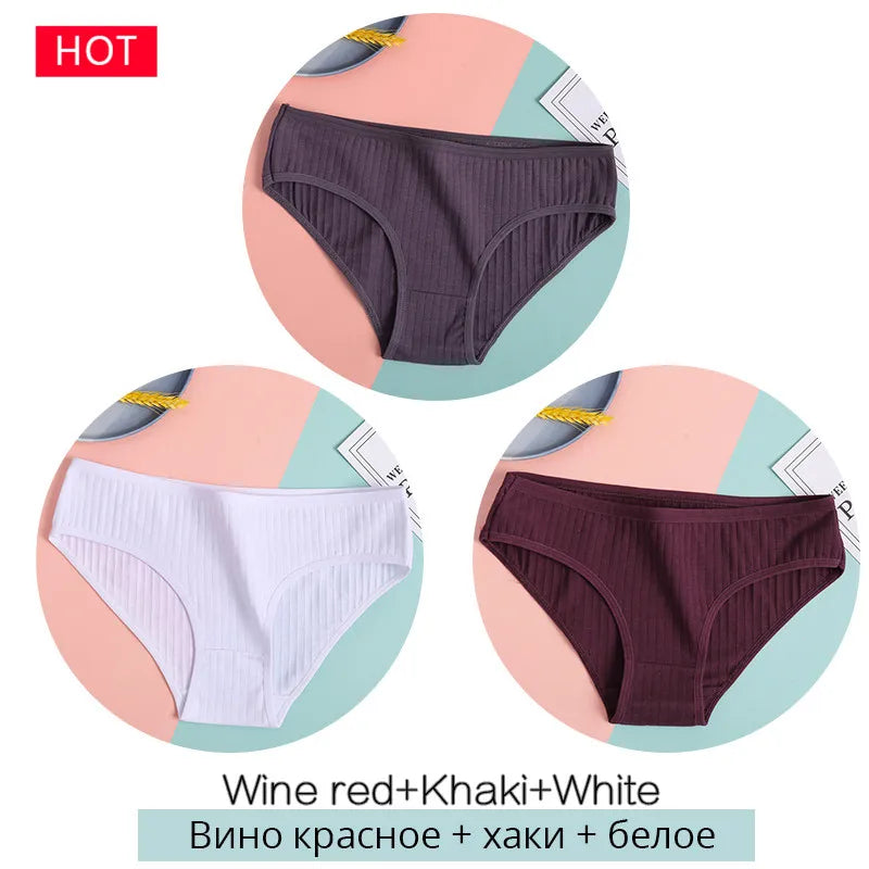 FINETOO 3PCS Women's Cotton Panty Set