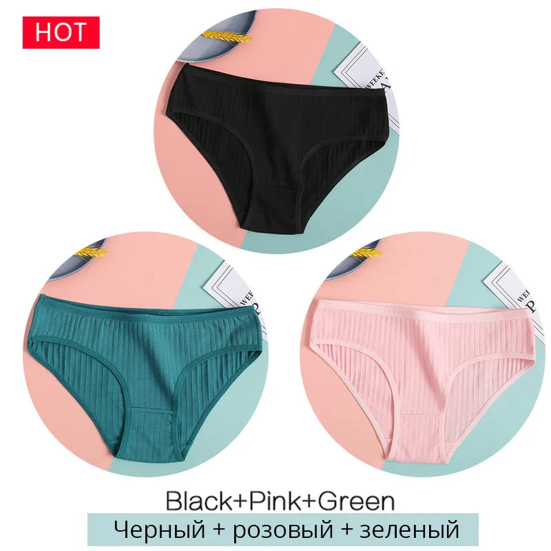 FINETOO 3PCS Women's Cotton Panty Set