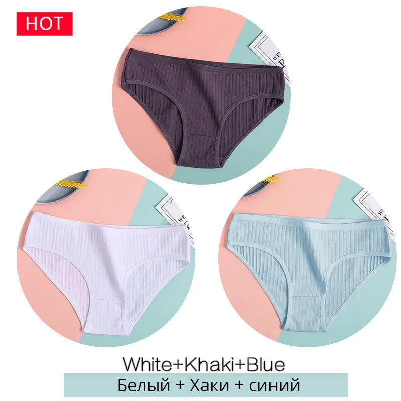 FINETOO 3PCS Women's Cotton Panty Set