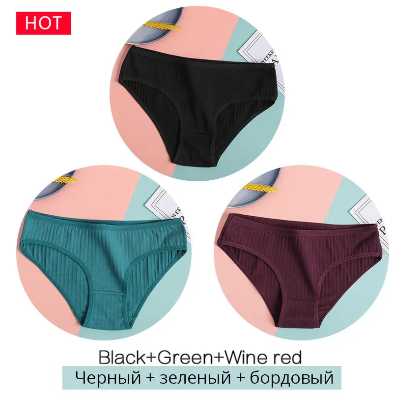 FINETOO 3PCS Women's Cotton Panty Set
