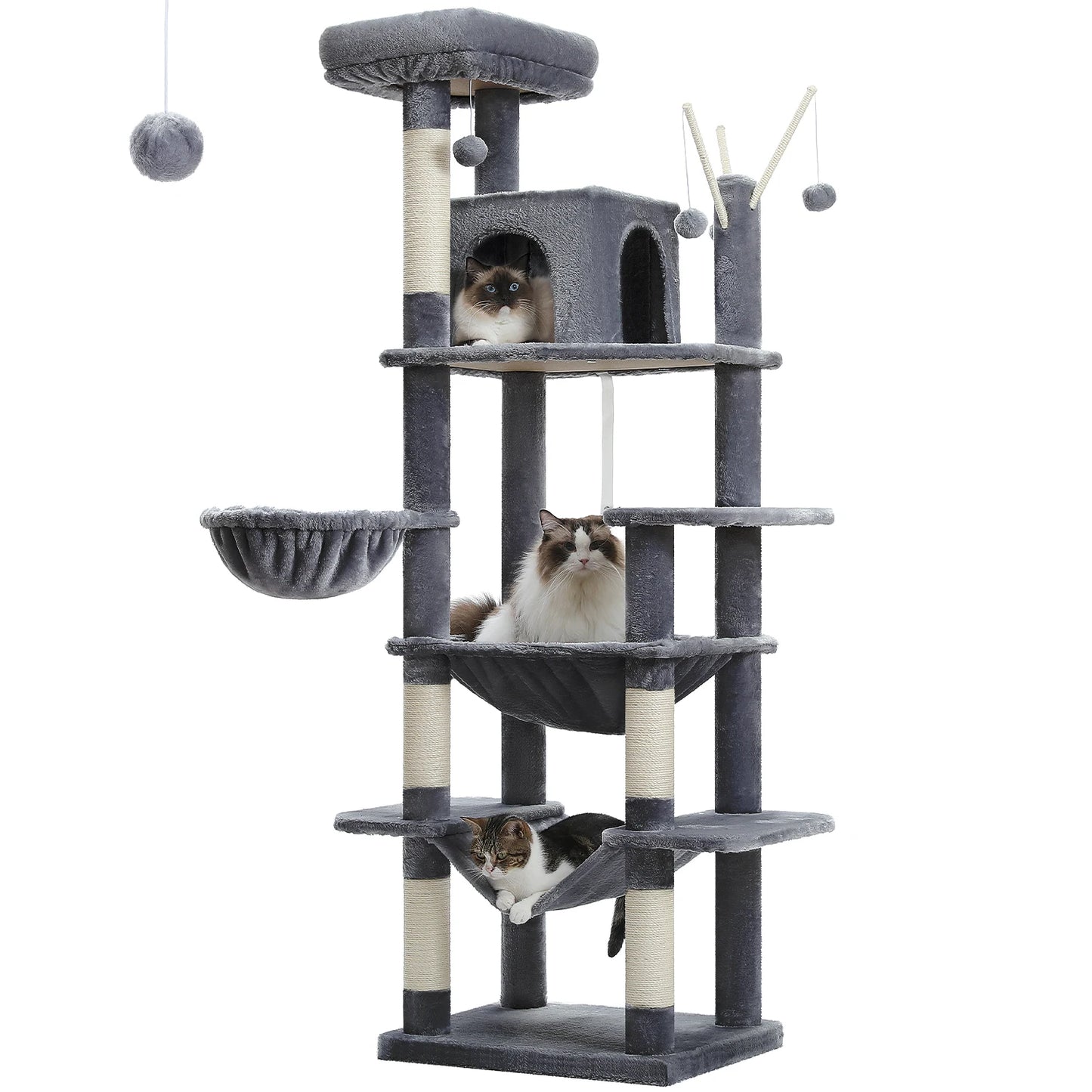 Large Cat Tree Tall Cat Tower for Indoor Cats - Multi-Level Plush Cat Condo with Scratching Posts and Perches