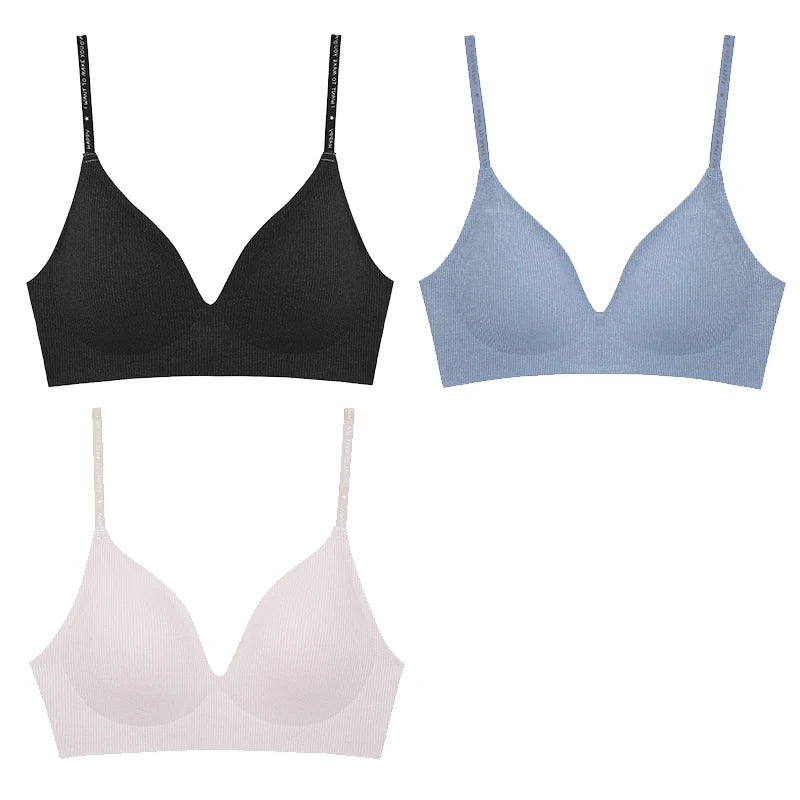 FINETOO Women Wireless Bra Set - Trendy Deep V Padded Bralette
