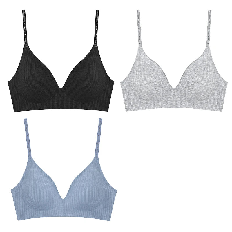 FINETOO Women Wireless Bra Set - Trendy Deep V Padded Bralette