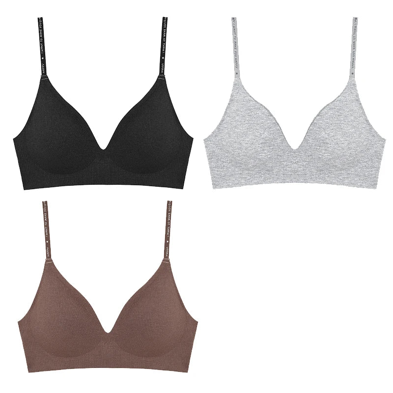 FINETOO Women Wireless Bra Set - Trendy Deep V Padded Bralette