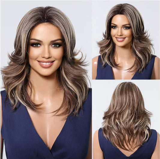 DropShipping EASIHAIR Long Blonde Ombre Synthetic Wigs for Women - Wavy High Density Cosplay Wig