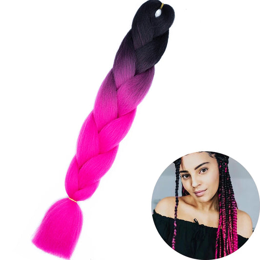 24" Synthetic Yaki Braids Hair - Ombre Kanekalon Jumbo Braid Hair Extensions for Women