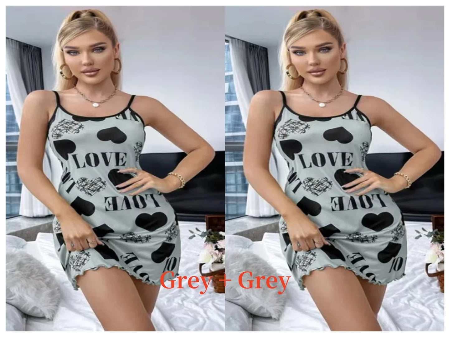 Summer Women's Sexy Halter Nightgown with Cute Printing