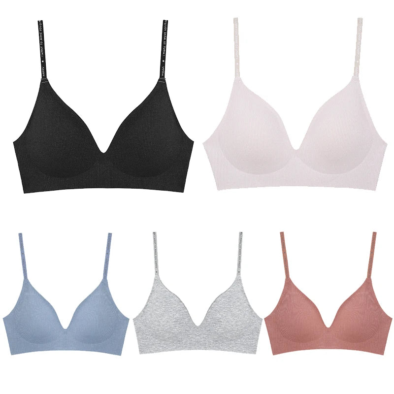 FINETOO Women Wireless Bra Set - Trendy Deep V Padded Bralette