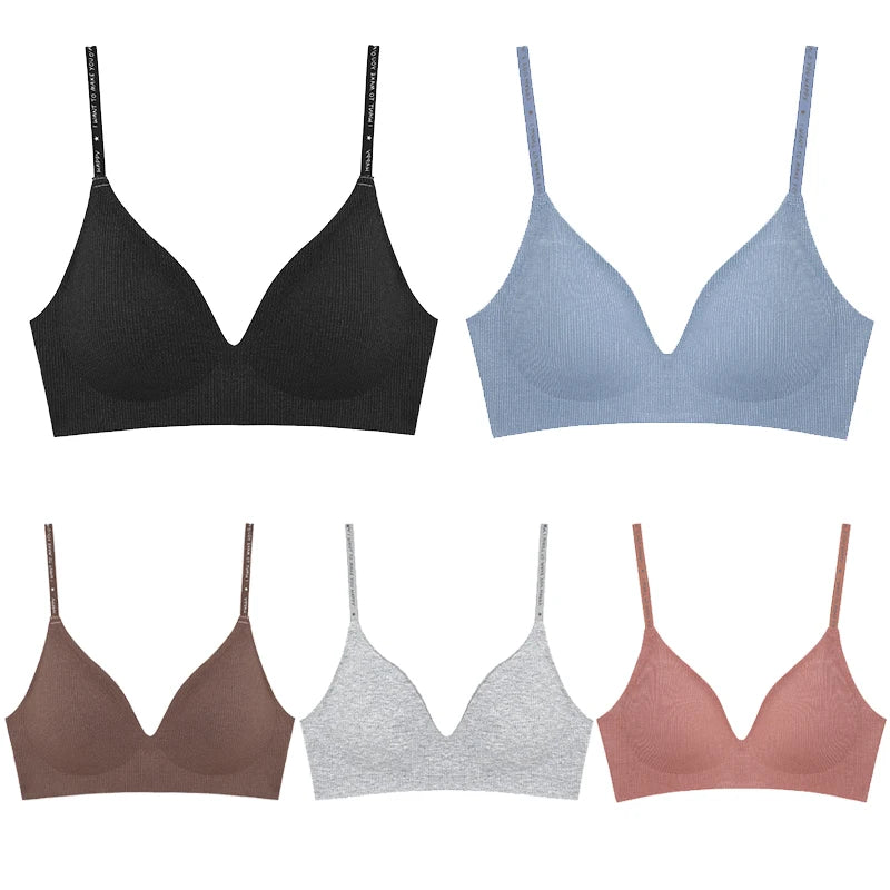 FINETOO Women Wireless Bra Set - Trendy Deep V Padded Bralette