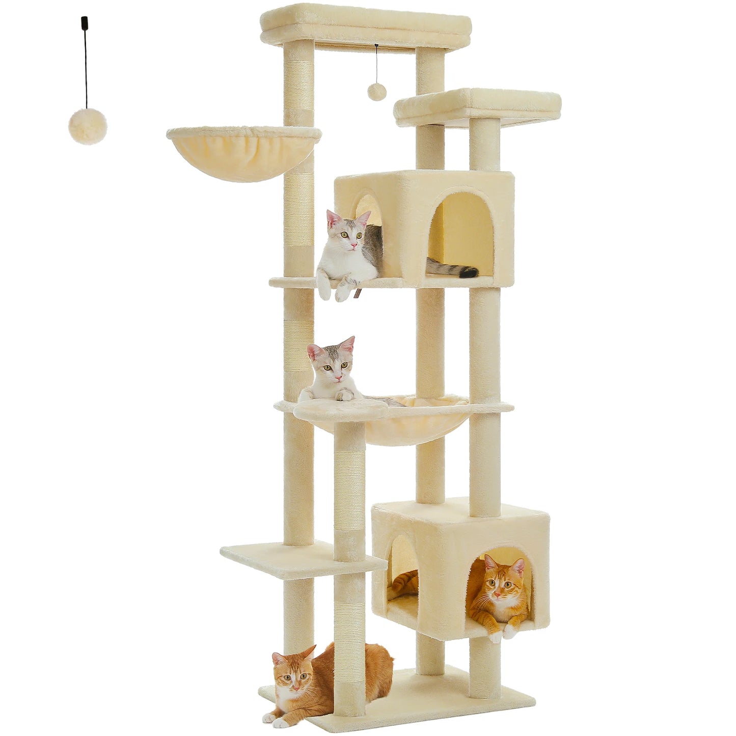 Large Cat Tree Tall Cat Tower for Indoor Cats - Multi-Level Plush Cat Condo with Scratching Posts and Perches